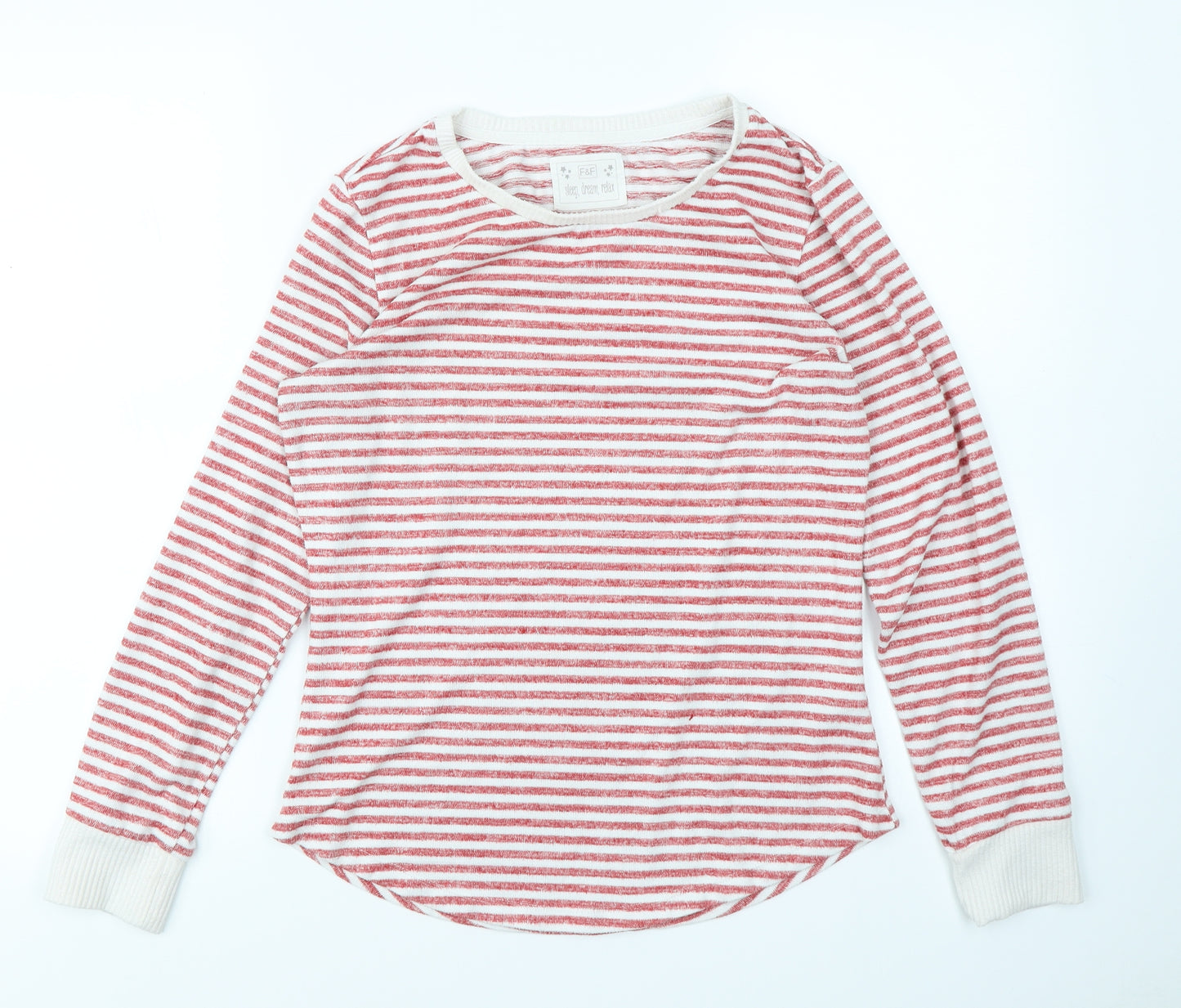 F&F Womens Red Striped  Top Pyjama Top Size 8