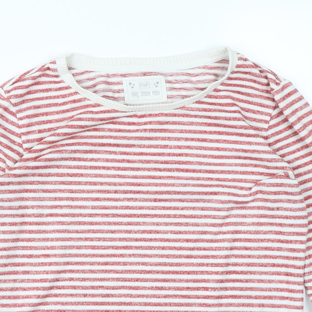 F&F Womens Red Striped  Top Pyjama Top Size 8
