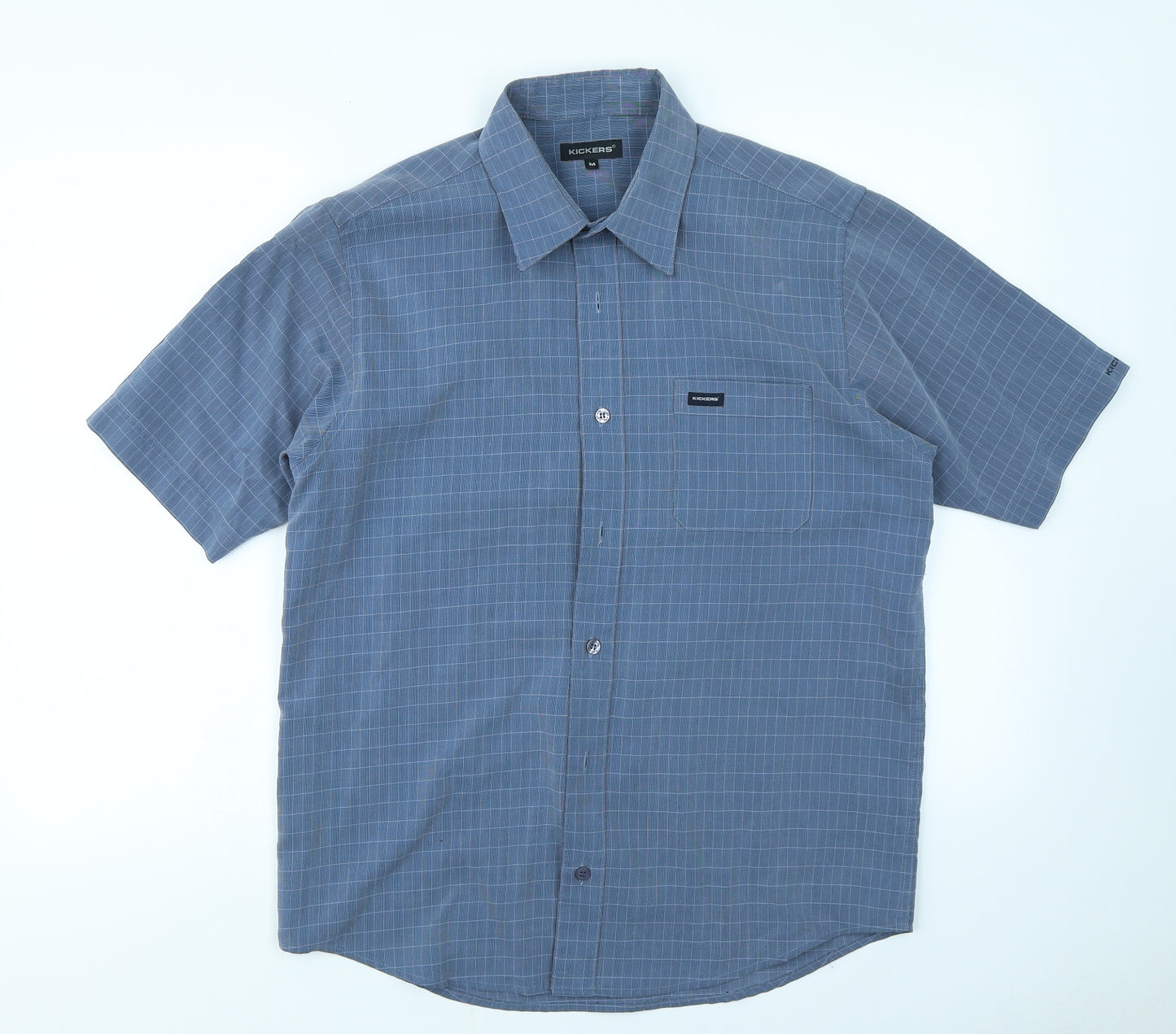 Kickers Mens Blue Check   Button-Up Size M