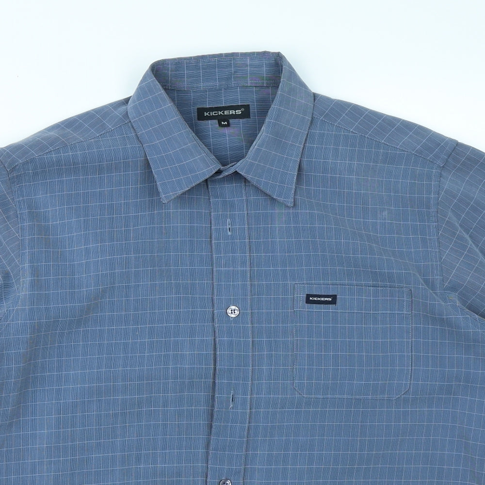 Kickers Mens Blue Check   Button-Up Size M