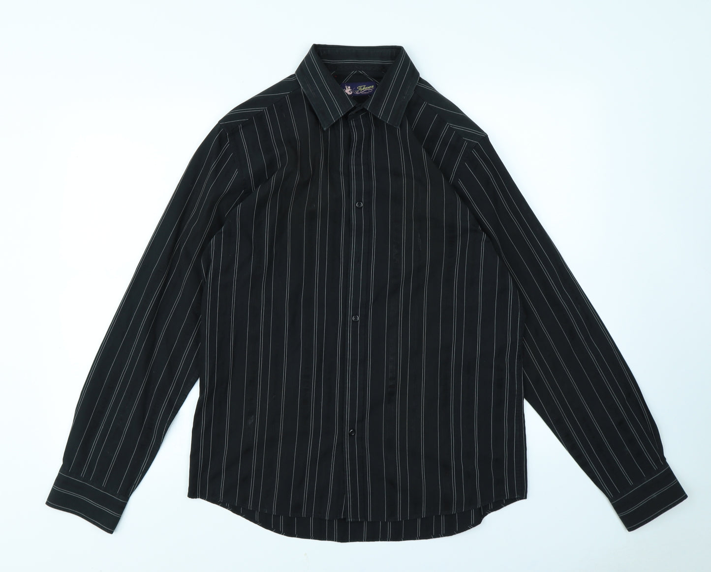 Topman Mens Black Striped   Dress Shirt Size M