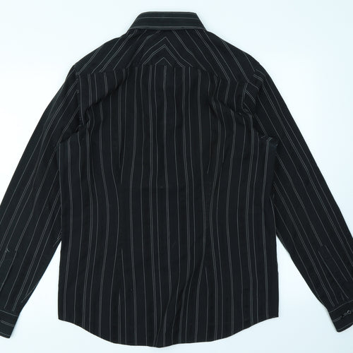 Topman Mens Black Striped   Dress Shirt Size M