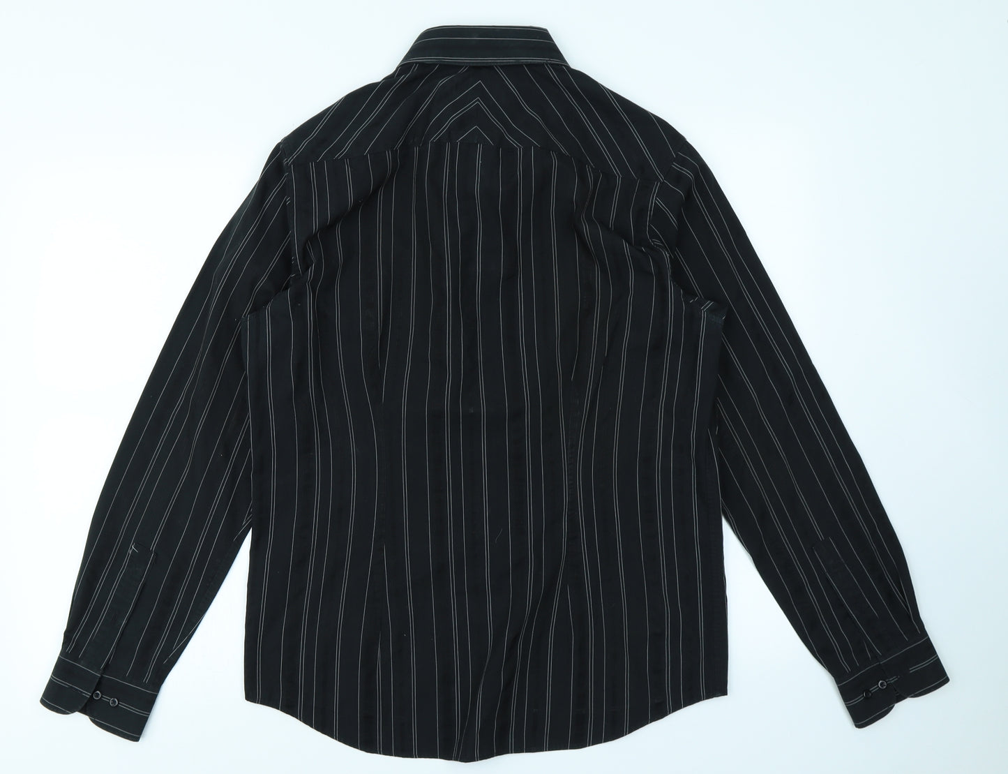 Topman Mens Black Striped   Dress Shirt Size M