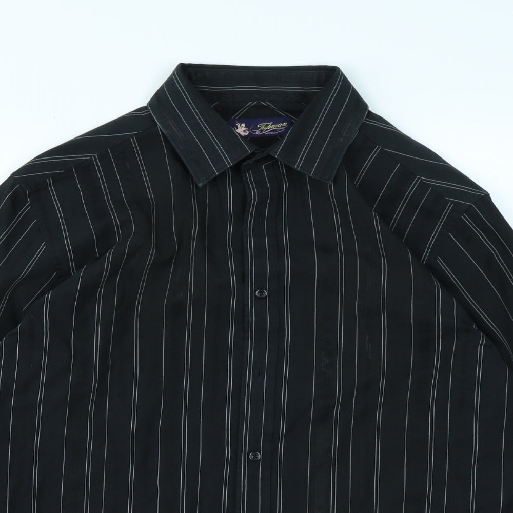 Topman Mens Black Striped   Dress Shirt Size M