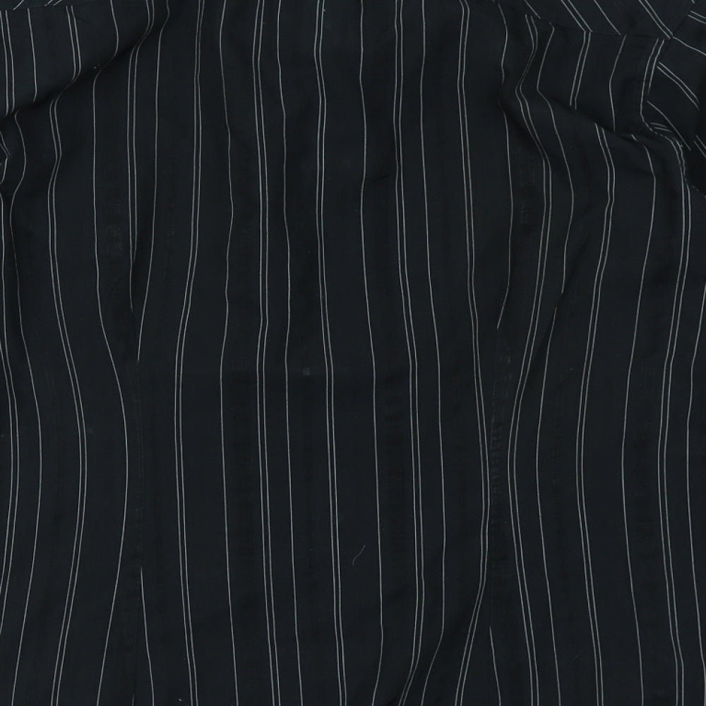 Topman Mens Black Striped   Dress Shirt Size M