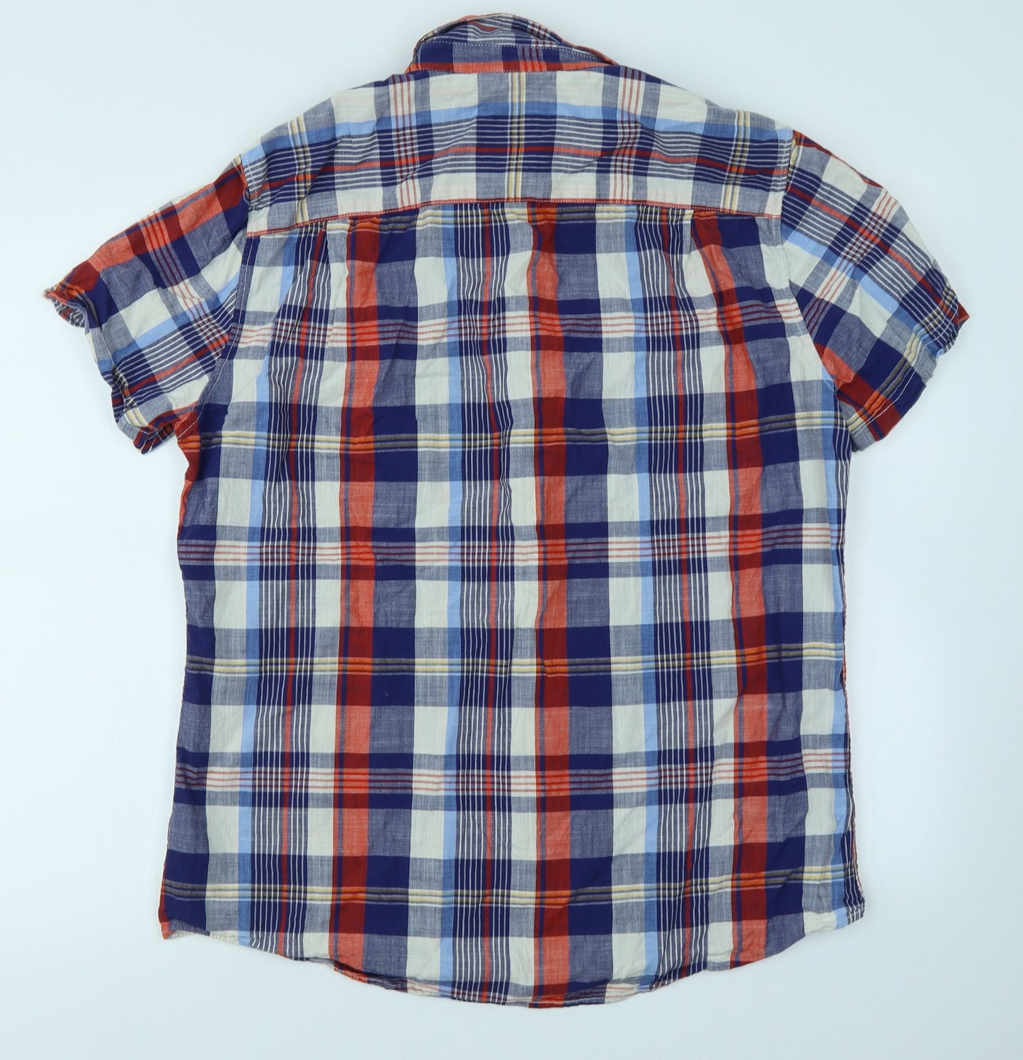 F&F Mens Blue Plaid   Button-Up Size L