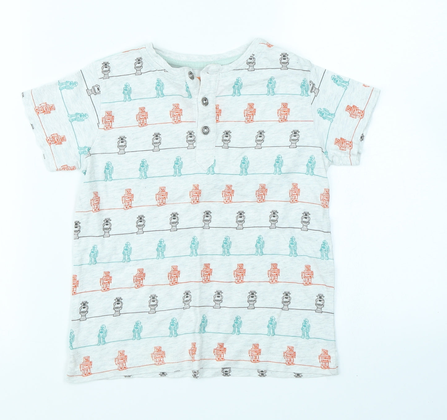 TU Boys Grey   Basic T-Shirt Size 3-4 Years  - Robot
