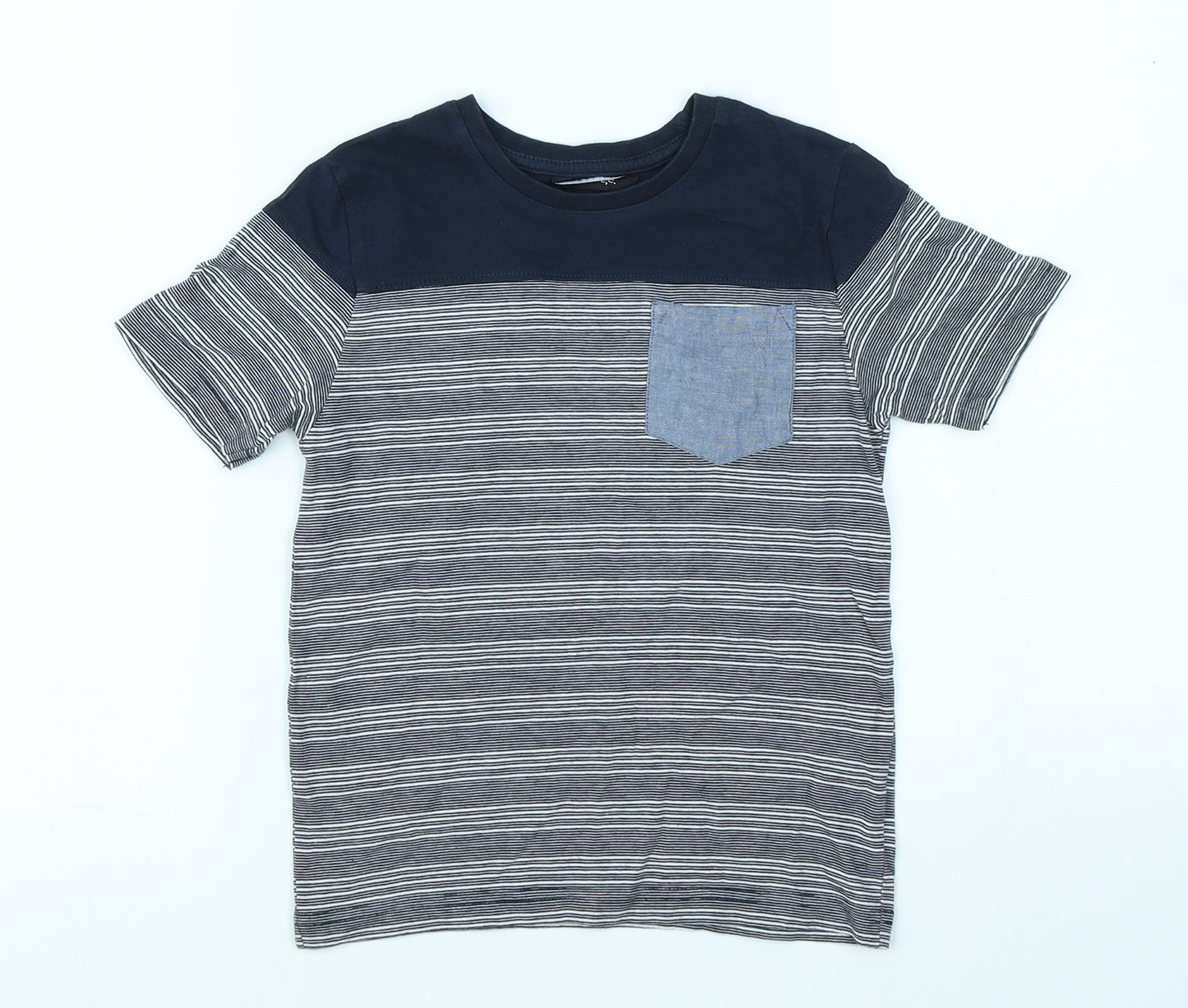 George Boys Blue Striped  Basic T-Shirt Size 4-5 Years