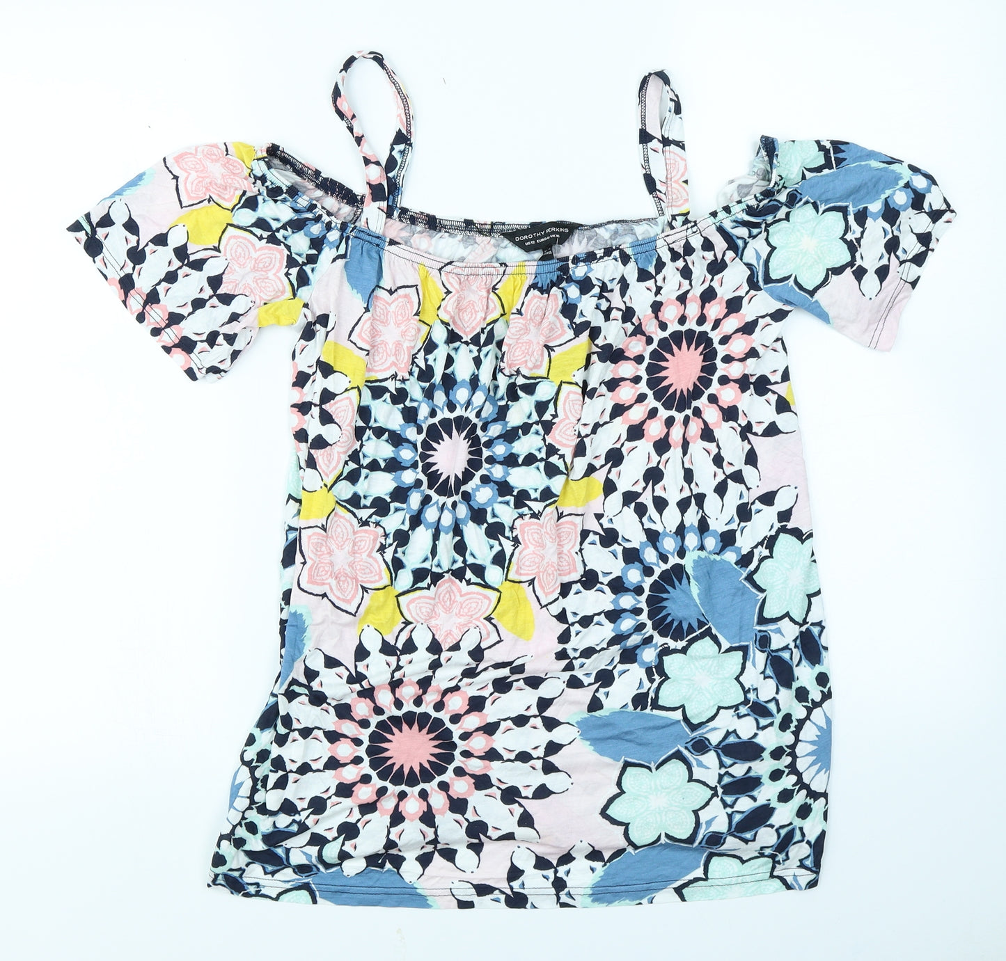 Dorothy Perkins Womens Blue Floral  Basic T-Shirt Size 16
