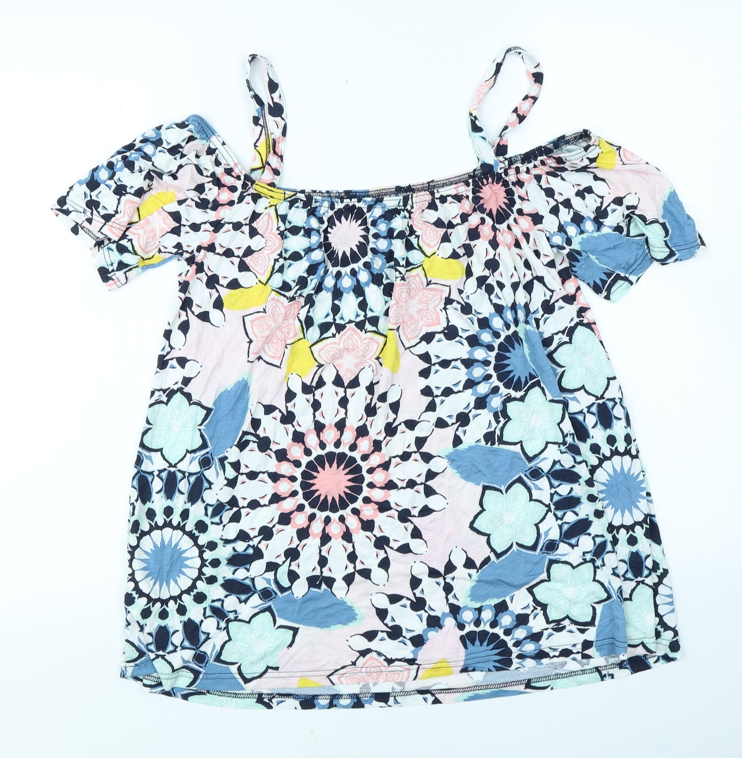 Dorothy Perkins Womens Blue Floral  Basic T-Shirt Size 16