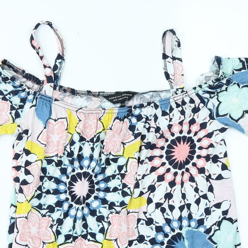Dorothy Perkins Womens Blue Floral  Basic T-Shirt Size 16