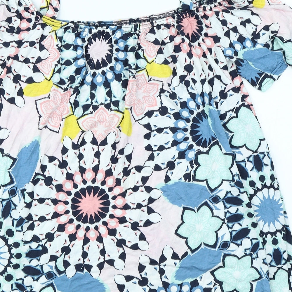Dorothy Perkins Womens Blue Floral  Basic T-Shirt Size 16