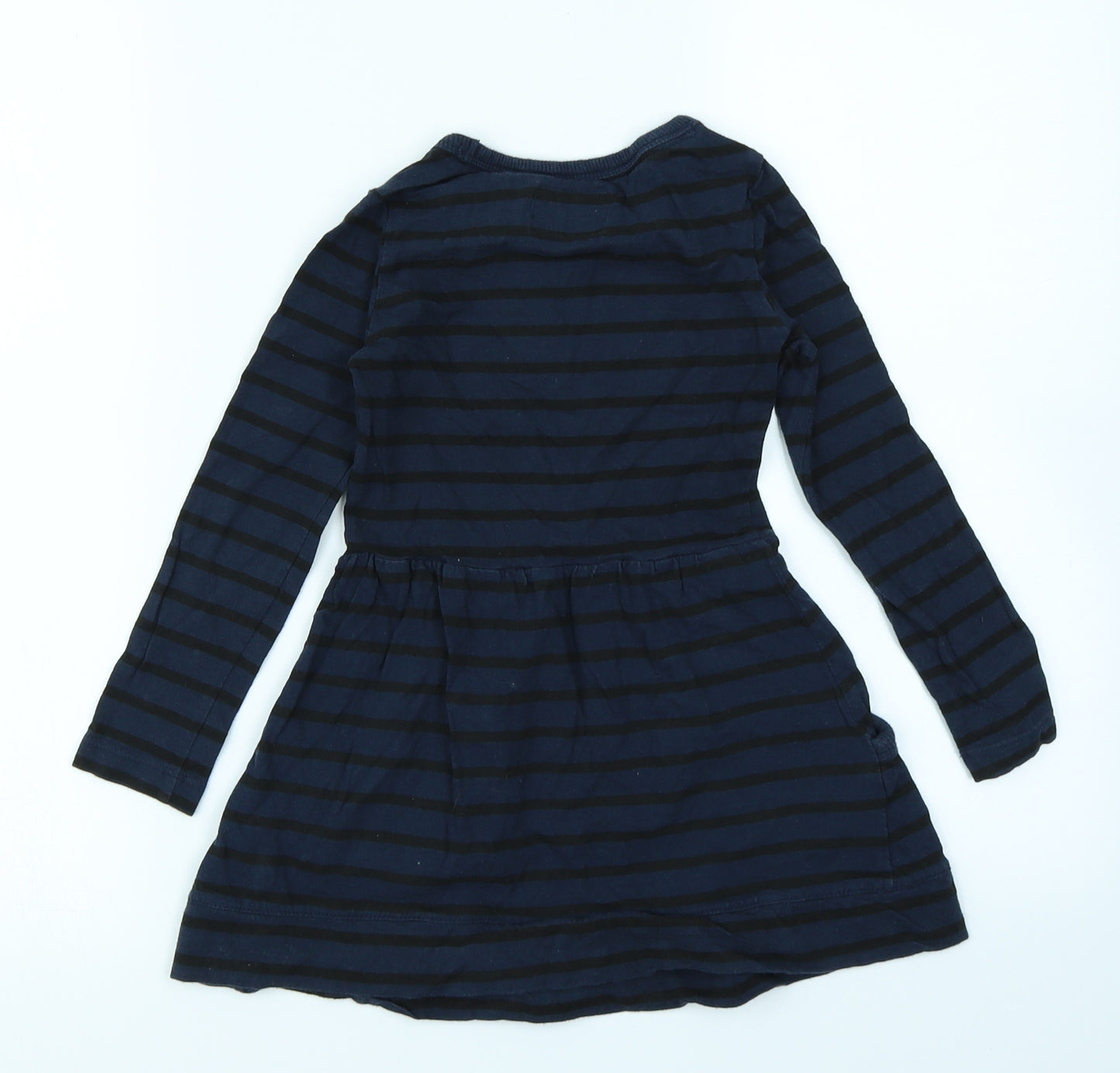 NEXT Girls Blue Striped  Skater Dress  Size 5 Years