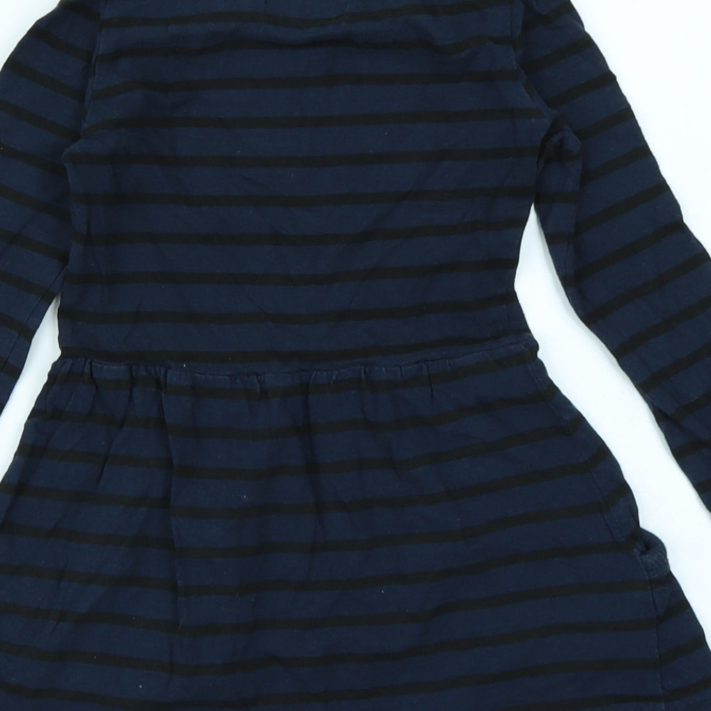 NEXT Girls Blue Striped  Skater Dress  Size 5 Years