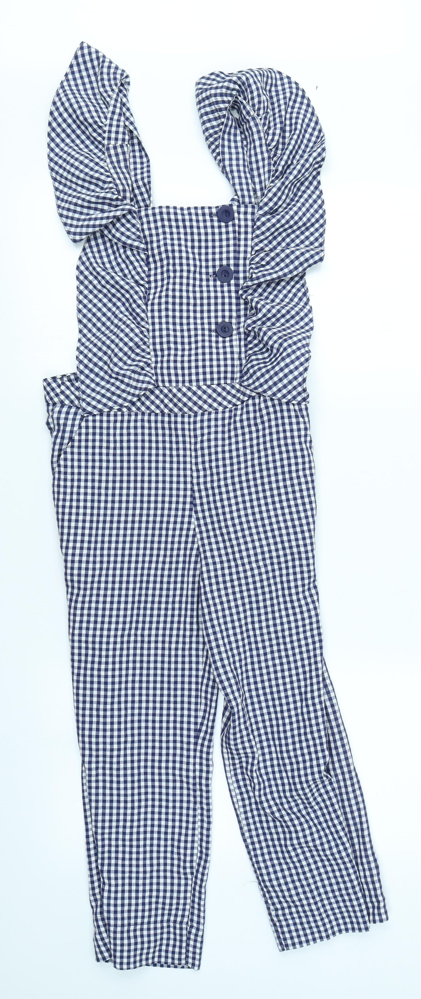 ZARA Kids Womens Blue Check  Playsuit One-Piece Size 10