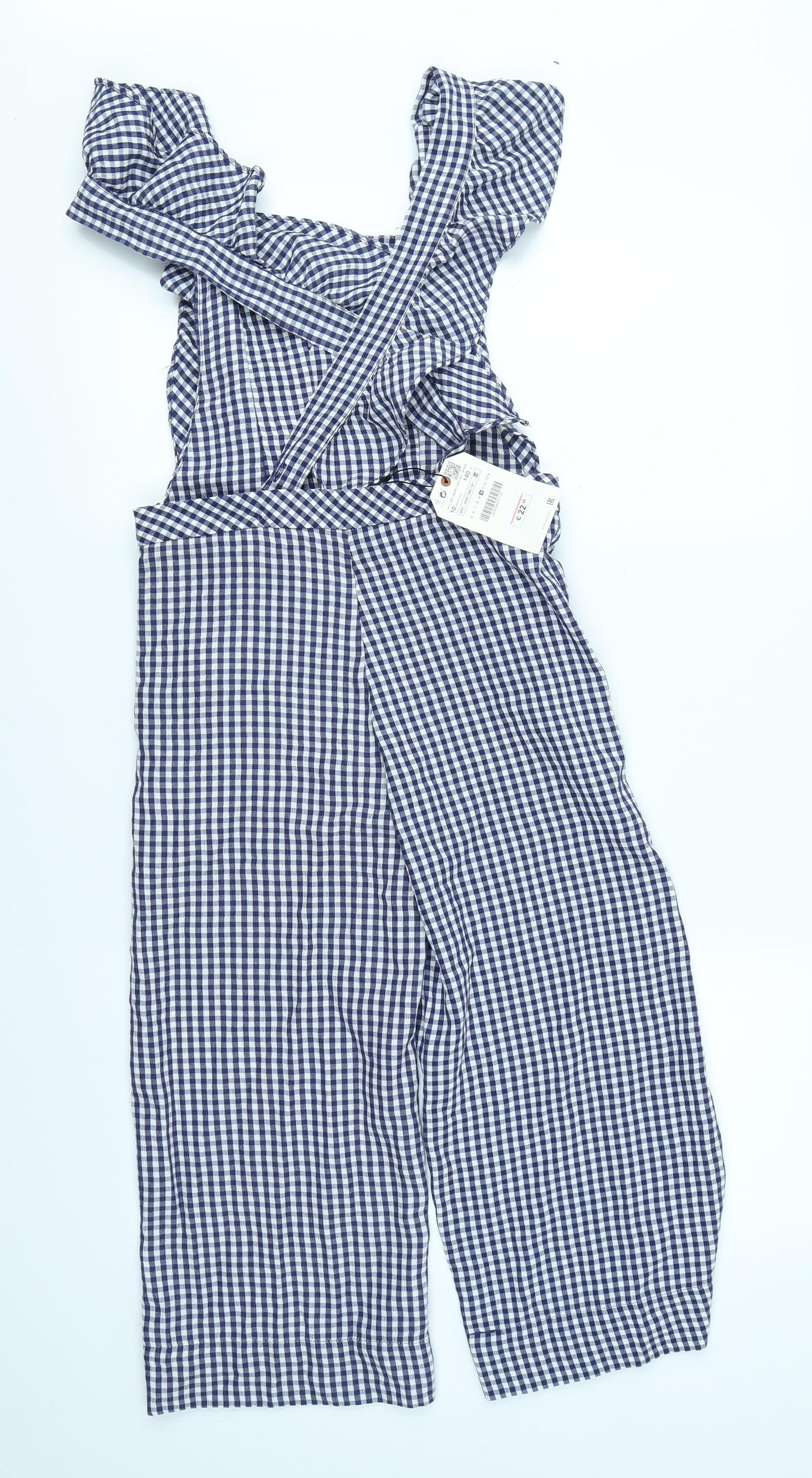 ZARA Kids Womens Blue Check  Playsuit One-Piece Size 10