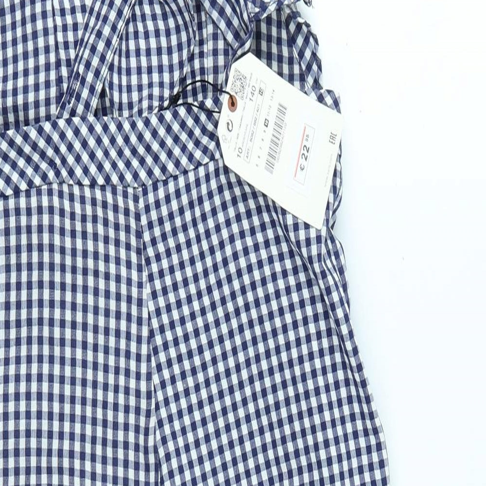 ZARA Kids Womens Blue Check  Playsuit One-Piece Size 10