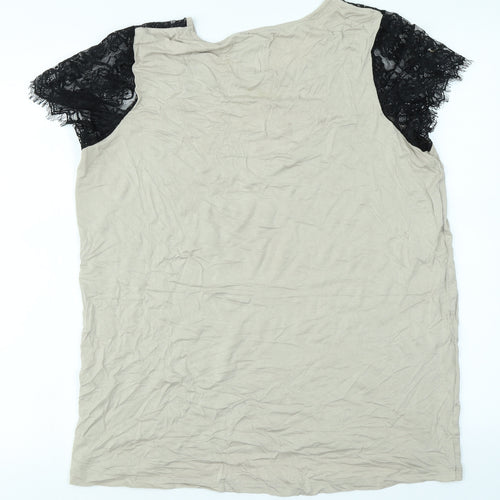 NEXT Womens Beige   Basic T-Shirt Size 16  - Lace sleeves