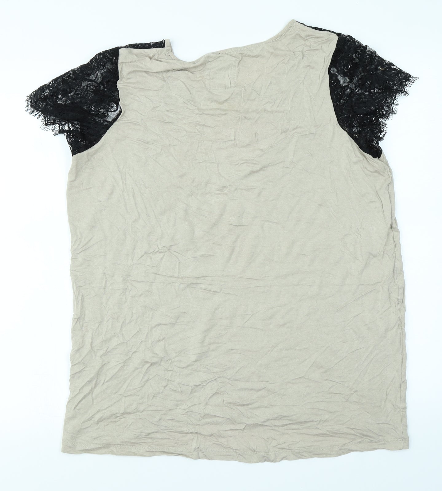 NEXT Womens Beige   Basic T-Shirt Size 16  - Lace sleeves