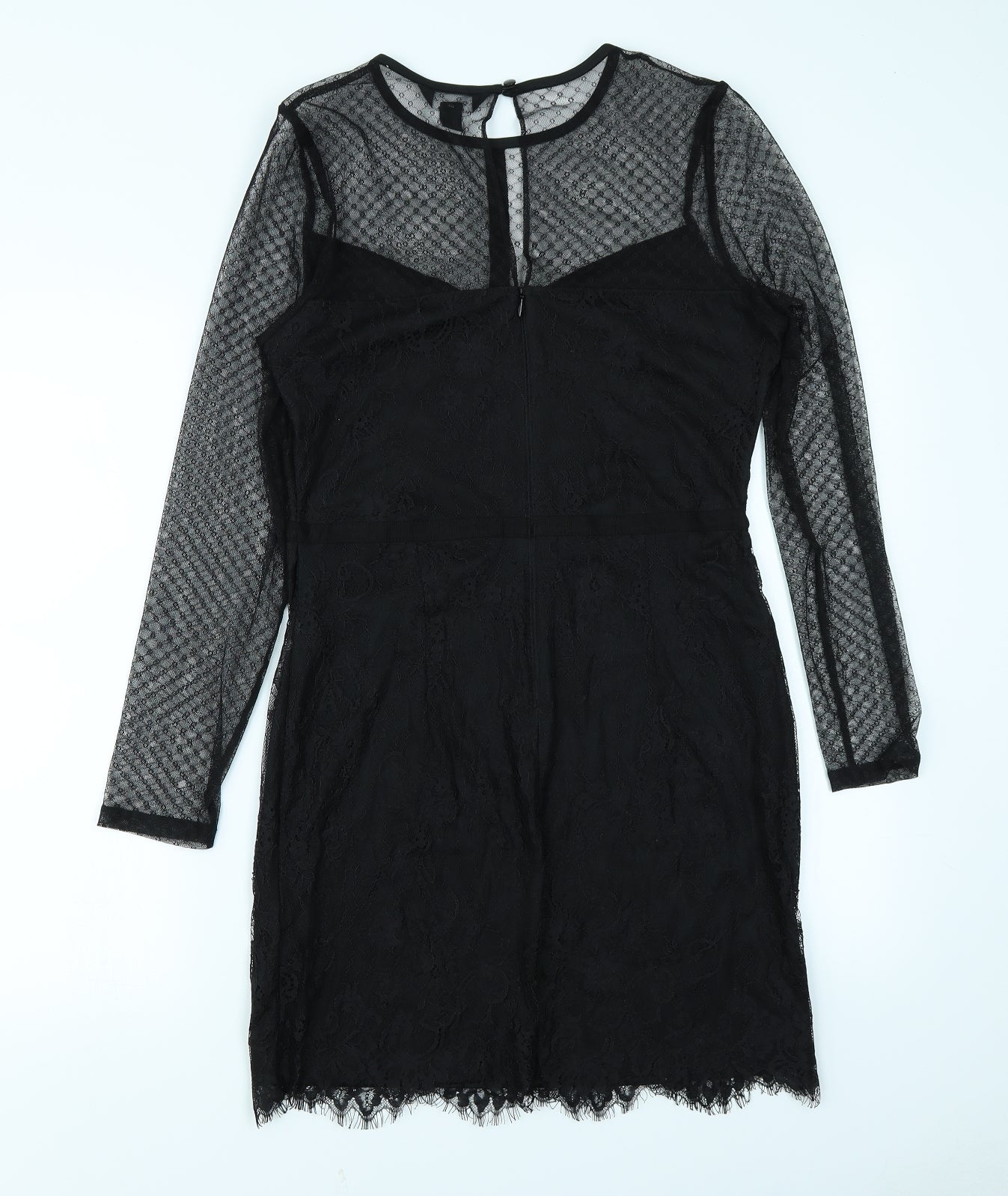New Look Womens Black   Pencil Dress  Size 12  - Mesh sleeves