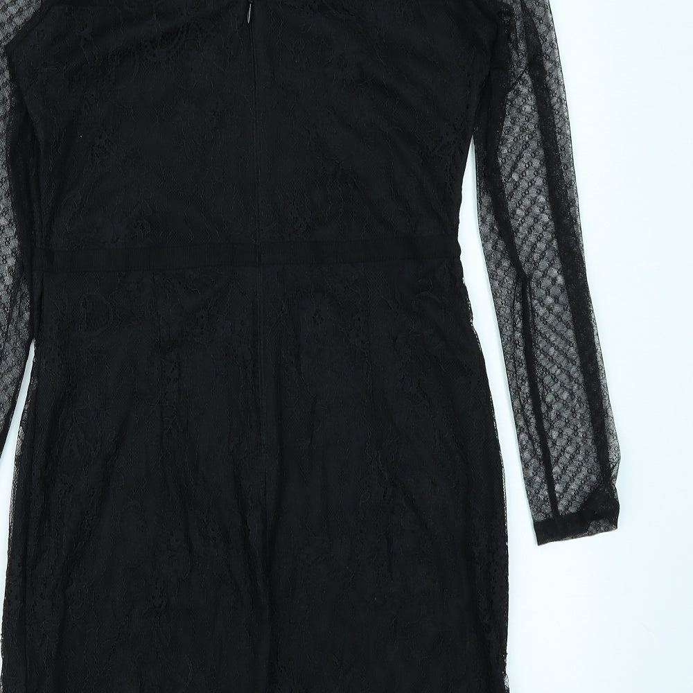 New Look Womens Black   Pencil Dress  Size 12  - Mesh sleeves