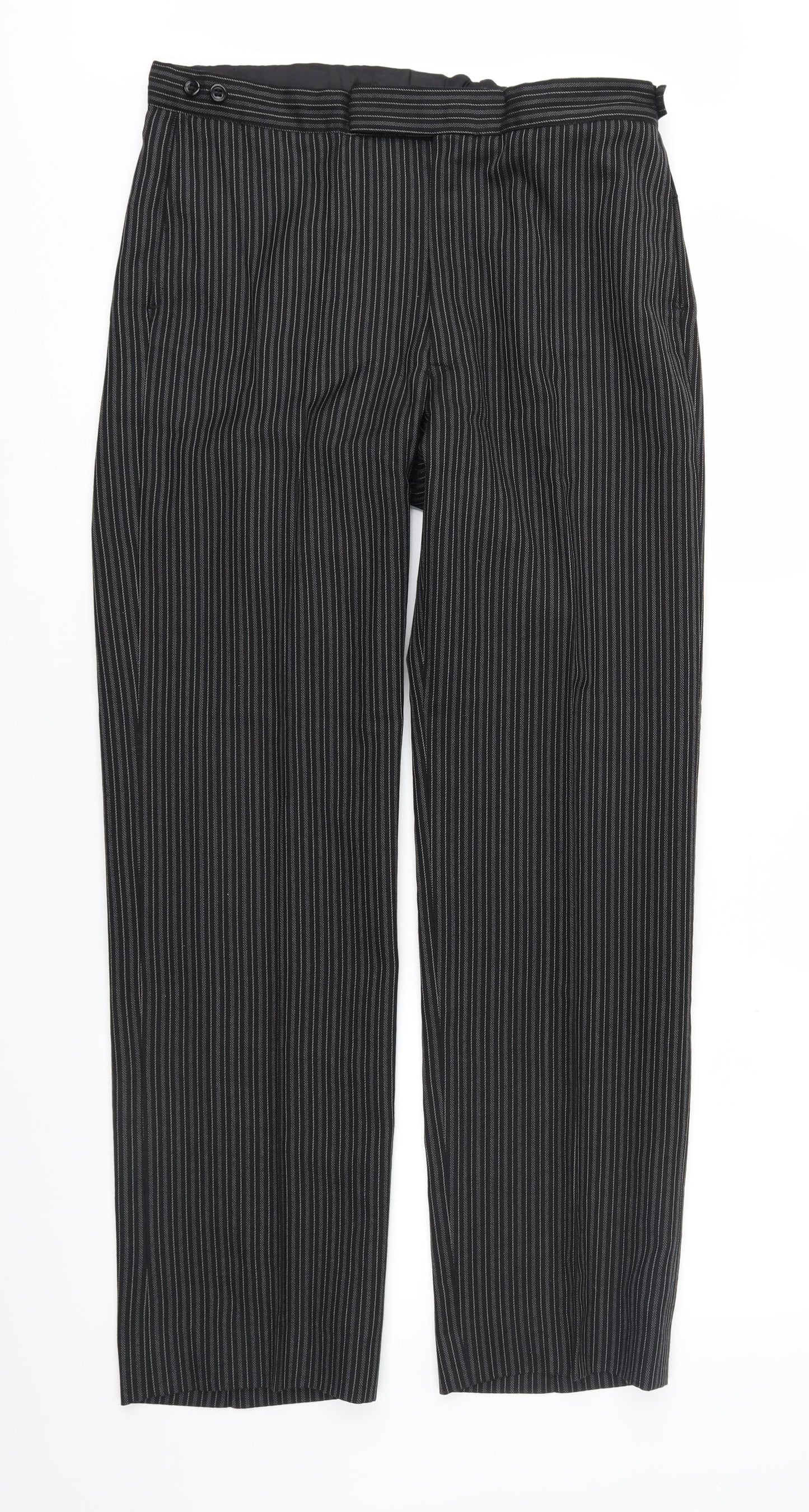 Preworn Mens Black Striped  Trousers  Size 32 in L30 in