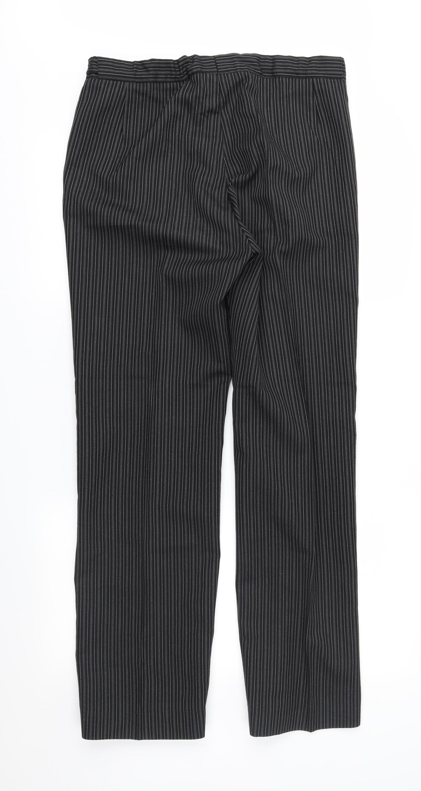 Preworn Mens Black Striped  Trousers  Size 32 in L30 in