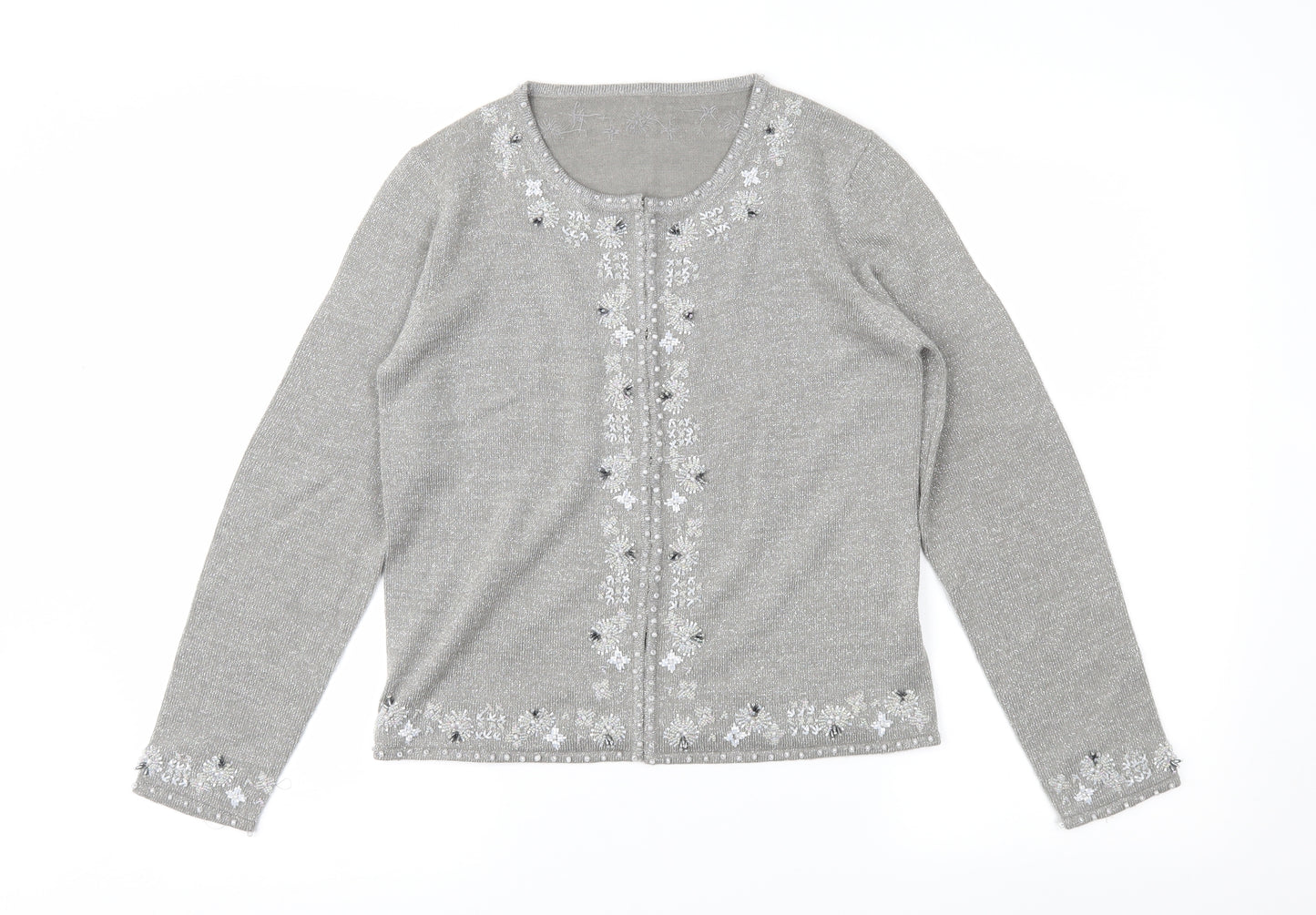 Marks and Spencer Womens Silver  Knit Cardigan Jumper Size 10