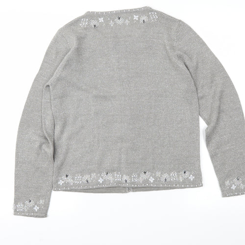 Marks and Spencer Womens Silver  Knit Cardigan Jumper Size 10