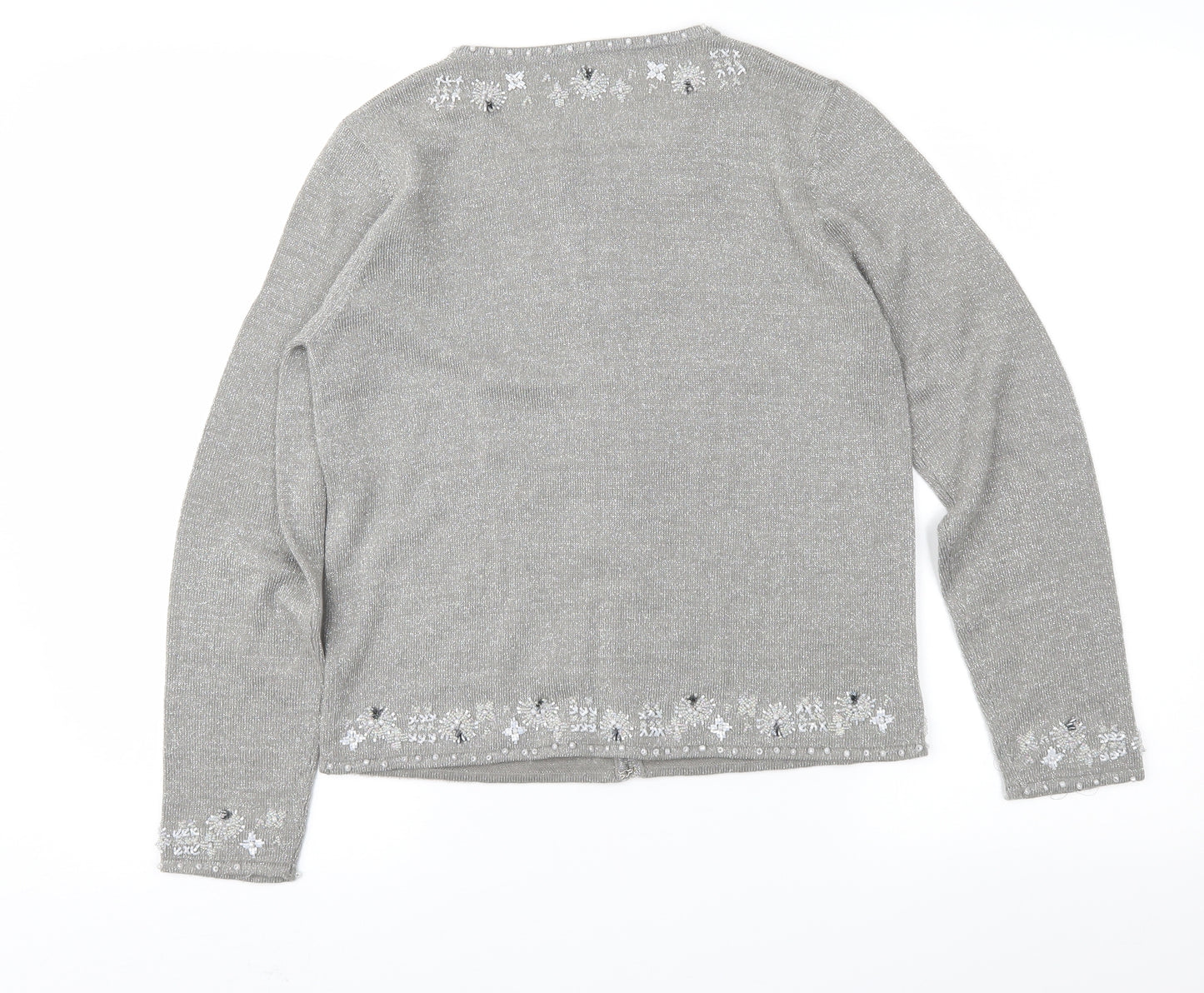 Marks and Spencer Womens Silver  Knit Cardigan Jumper Size 10