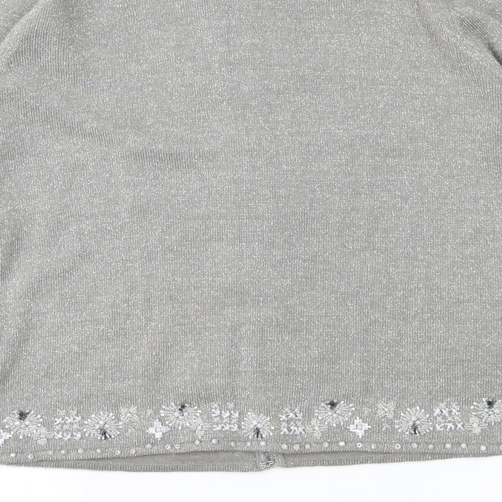 Marks and Spencer Womens Silver  Knit Cardigan Jumper Size 10