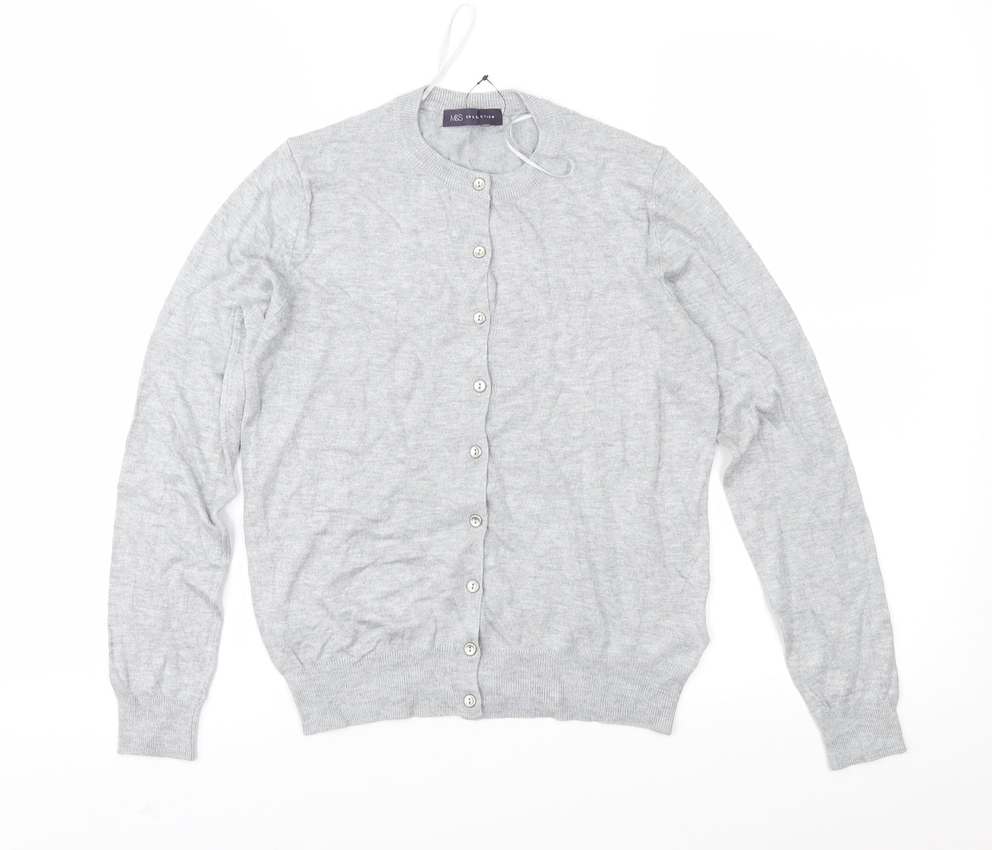 Marks and Spencer Womens Grey  Knit Cardigan Jumper Size 8