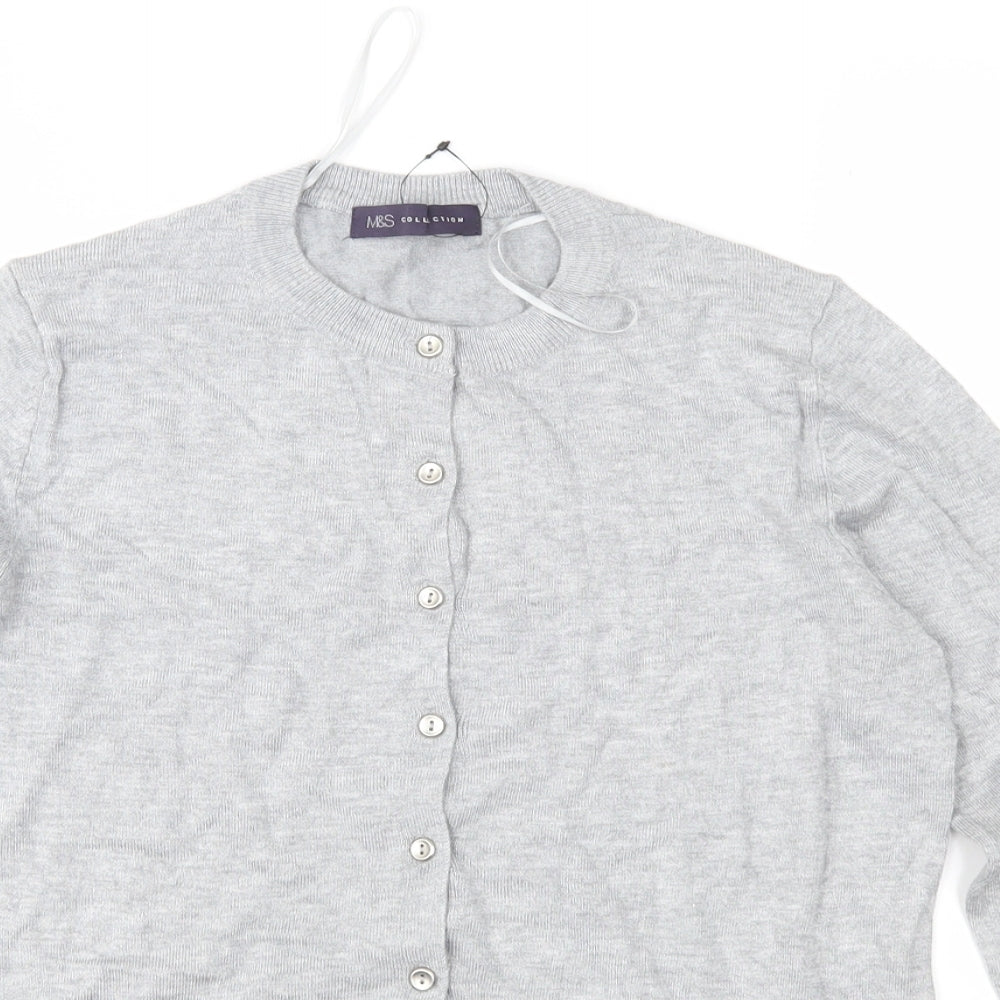 Marks and Spencer Womens Grey  Knit Cardigan Jumper Size 8