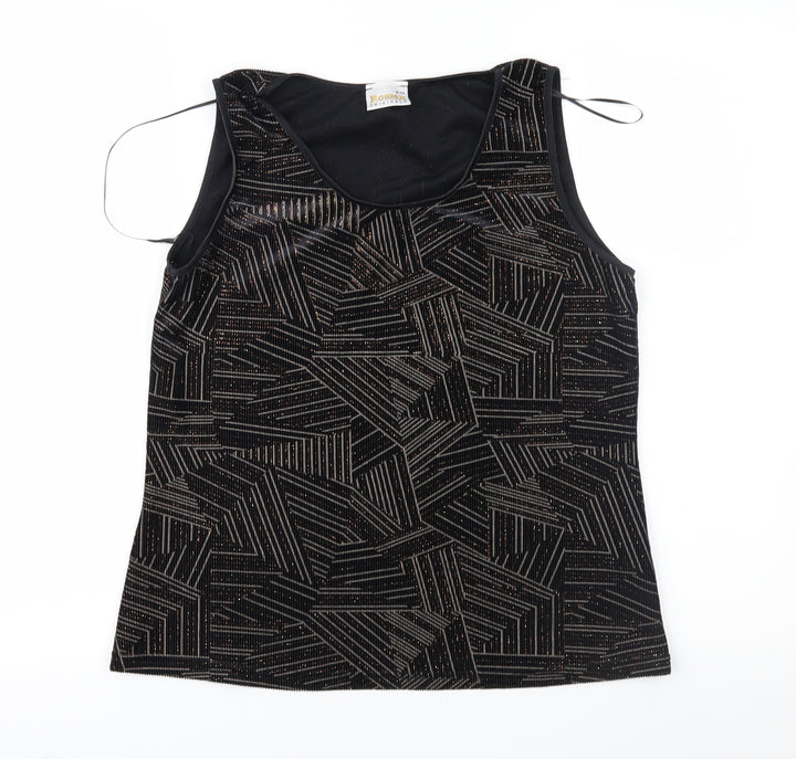 Roman Womens Black Geometric Basic Blouse Size S