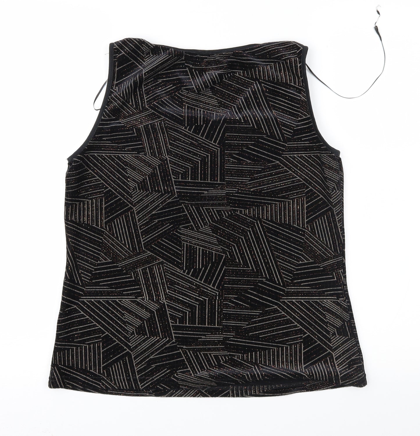 Roman Womens Black Geometric  Basic Blouse Size S