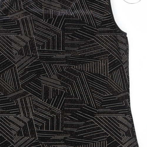 Roman Womens Black Geometric  Basic Blouse Size S