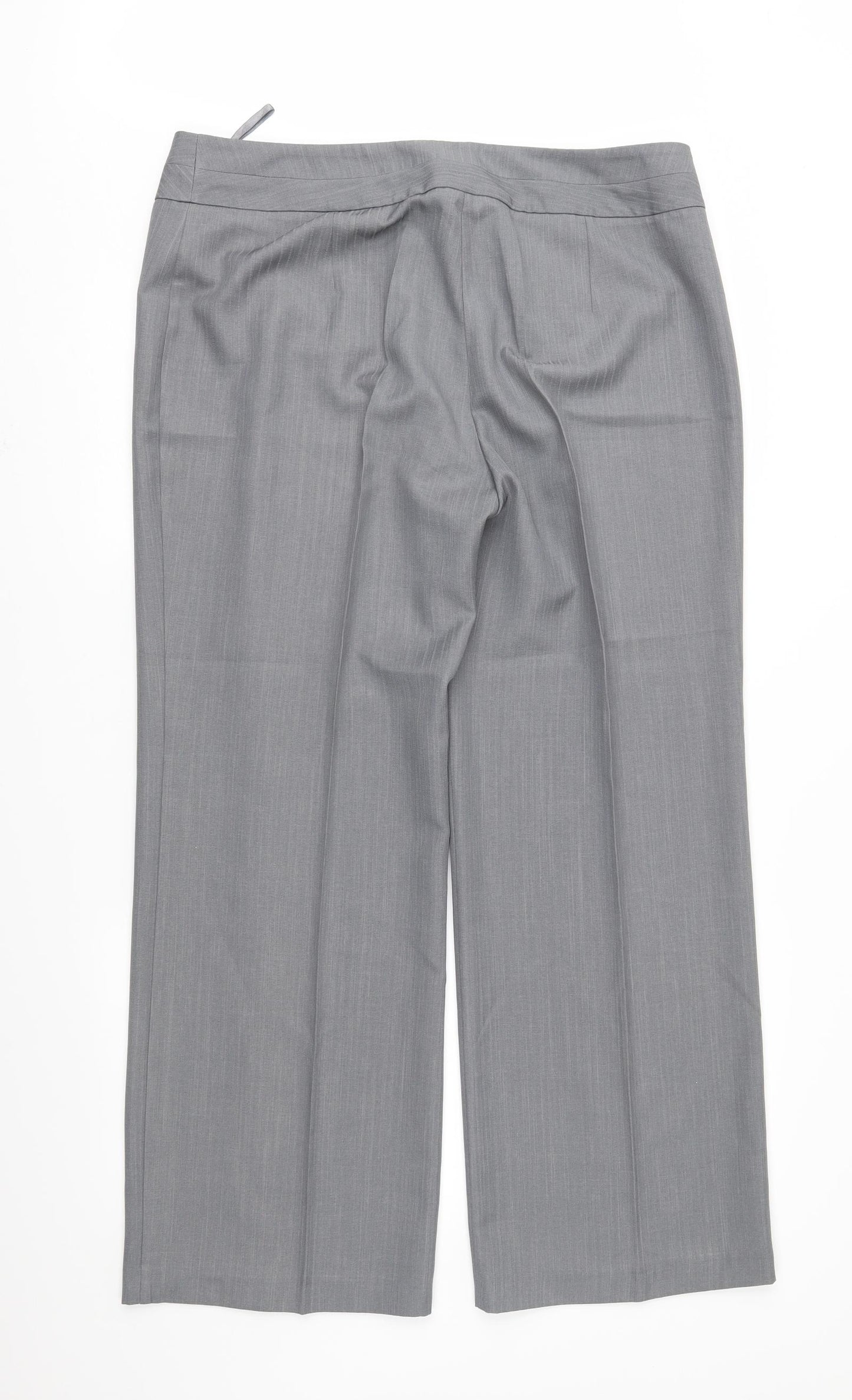 Marks and Spencer Womens Grey Striped  Trousers  Size 16 L30 in