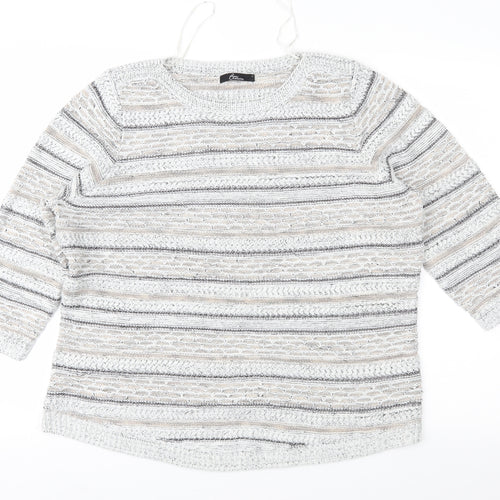 Bonmarché Womens Grey Striped  Pullover Jumper Size L