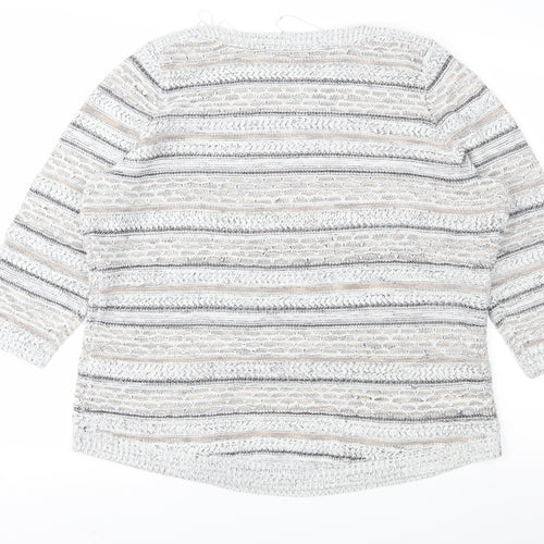 Bonmarché Womens Grey Striped  Pullover Jumper Size L