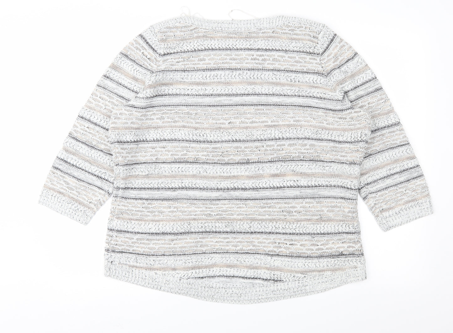 Bonmarché Womens Grey Striped  Pullover Jumper Size L