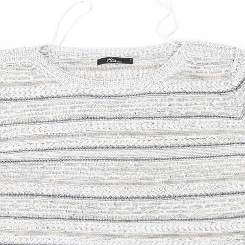 Bonmarché Womens Grey Striped  Pullover Jumper Size L