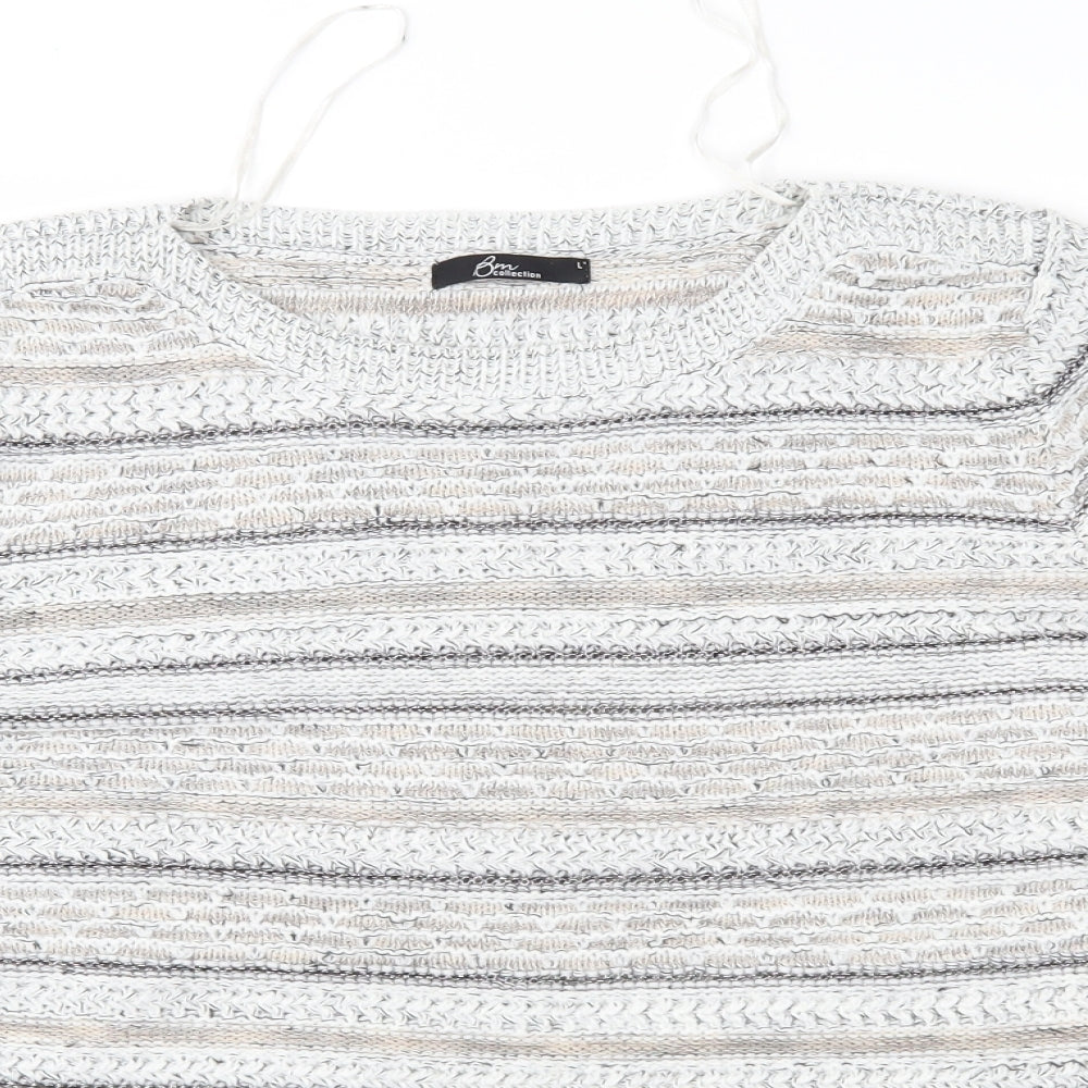 Bonmarché Womens Grey Striped  Pullover Jumper Size L