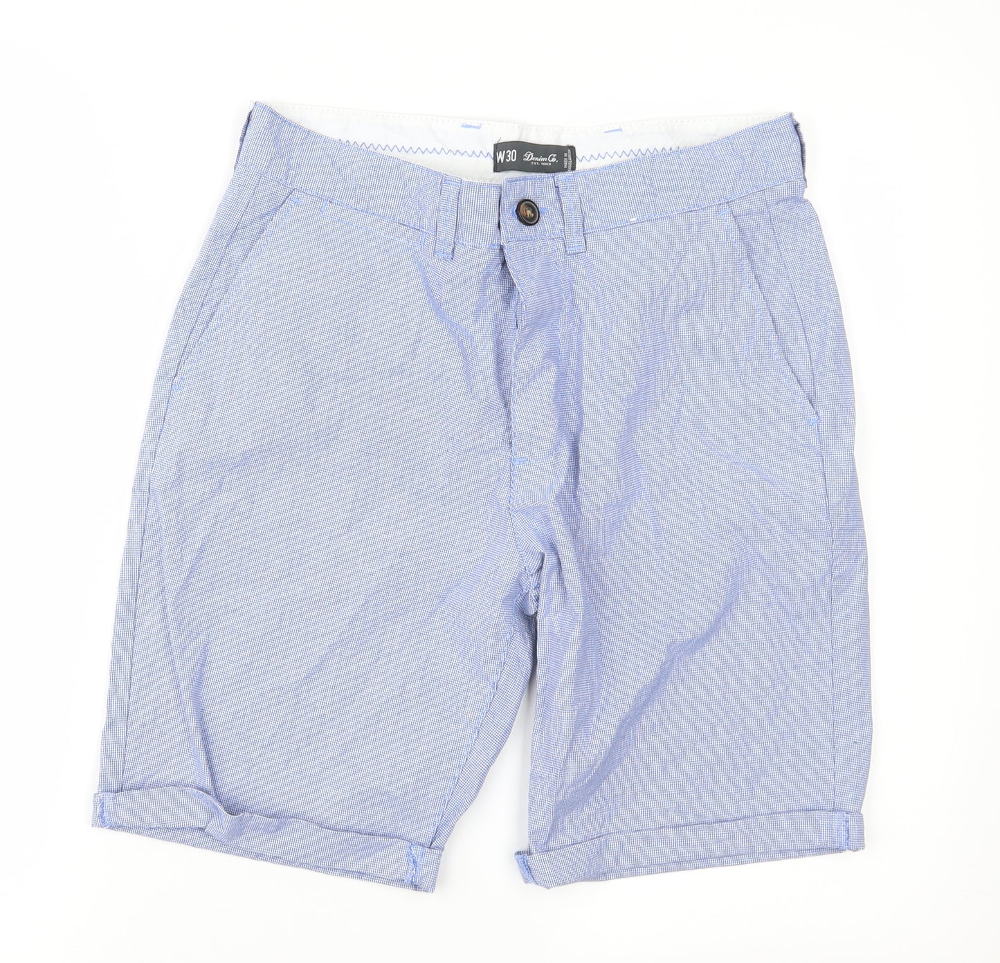 Denim & Co. Mens Blue Houndstooth  Chino Shorts Size 30 in