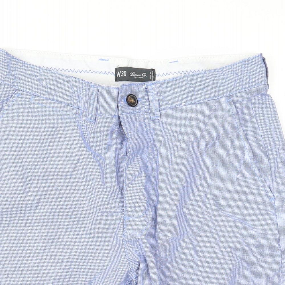 Denim & Co. Mens Blue Houndstooth  Chino Shorts Size 30 in