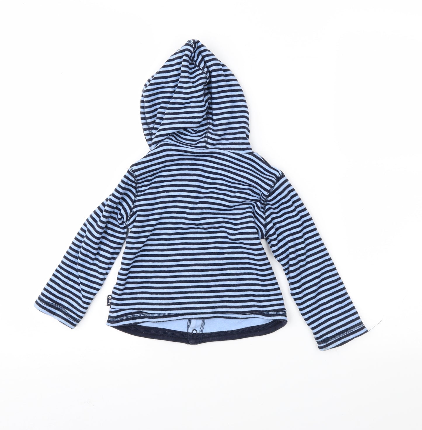 JoJo Maman Bébé Boys Blue Striped Jersey Jacket  Size 12-18 Months