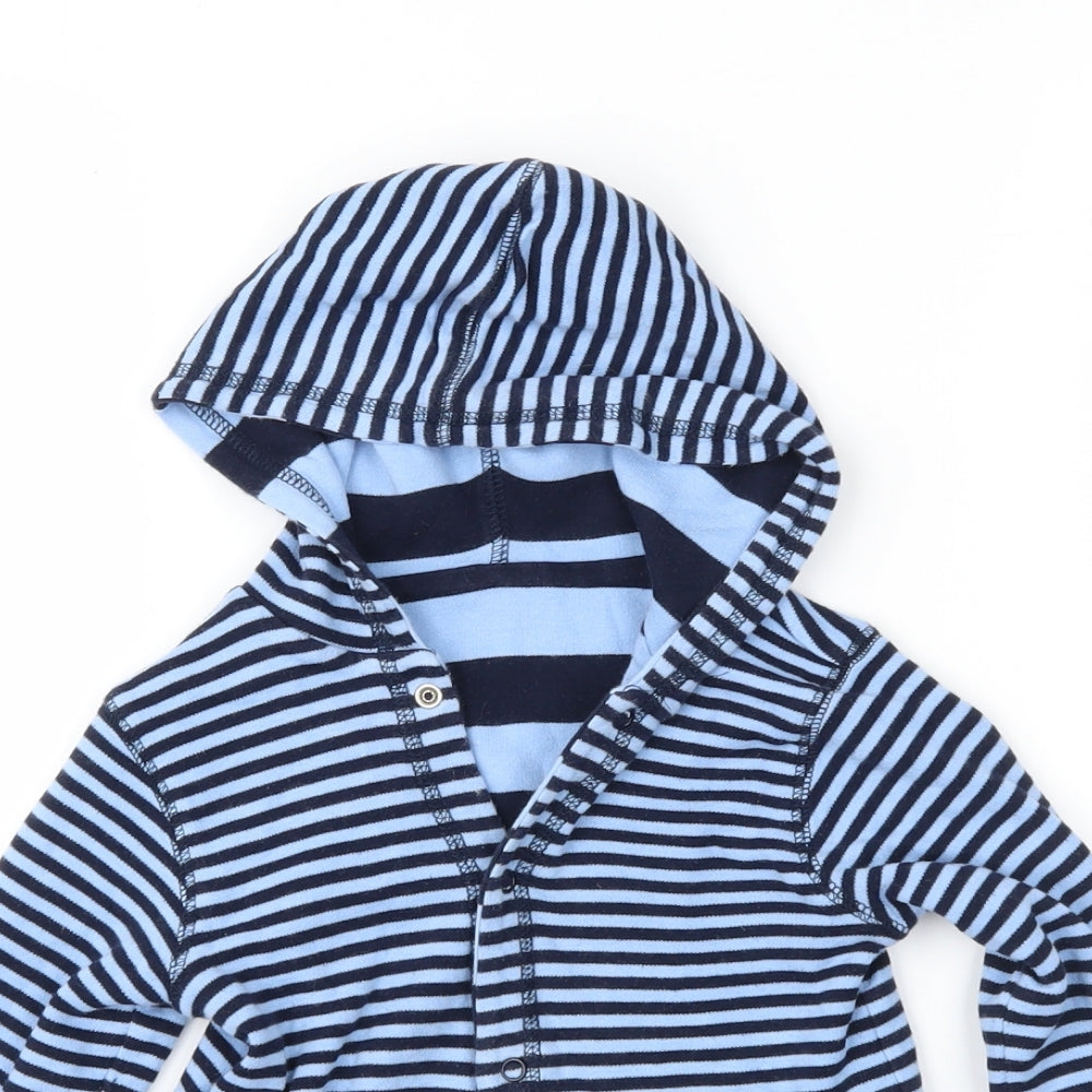 JoJo Maman Bébé Boys Blue Striped Jersey Jacket  Size 12-18 Months