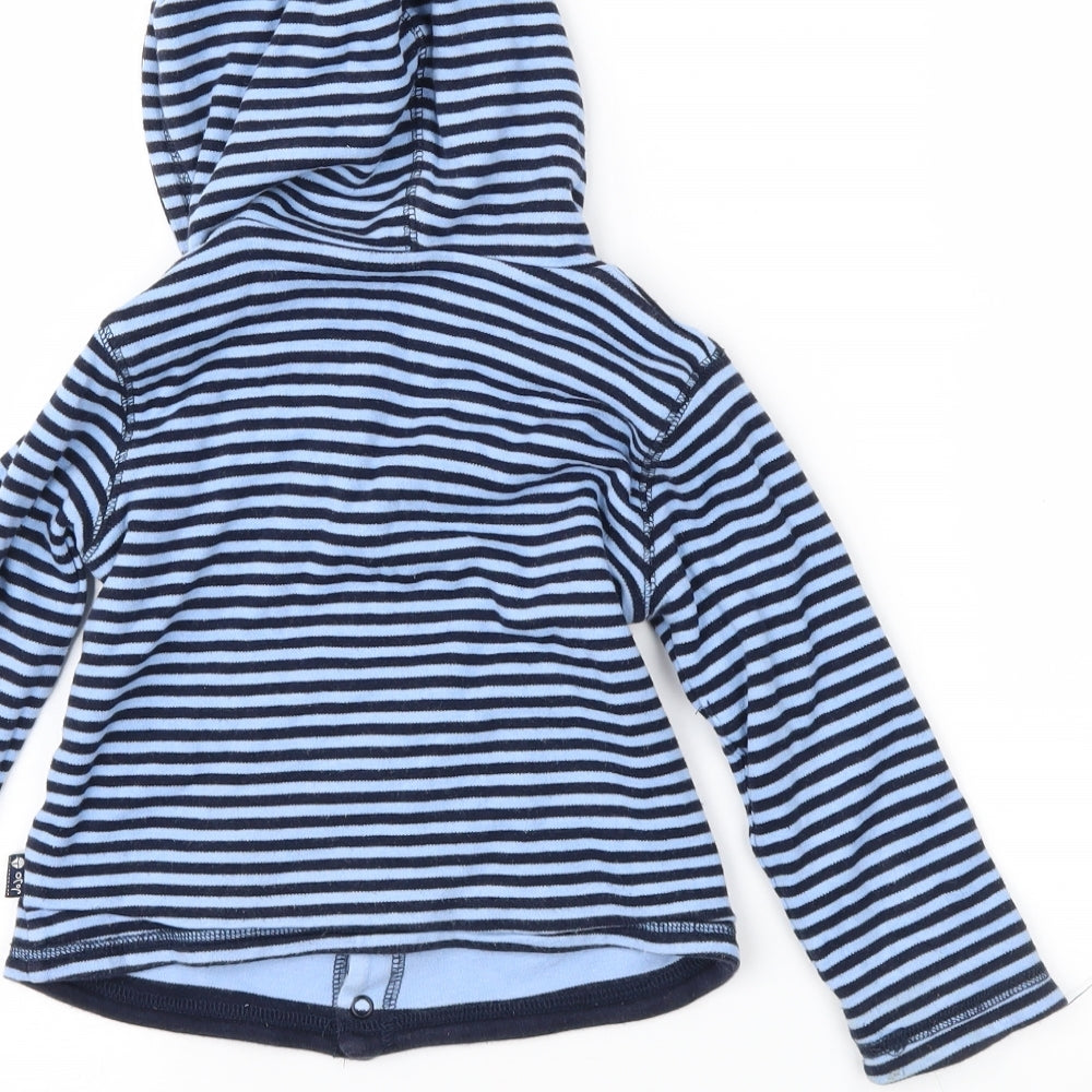 JoJo Maman Bébé Boys Blue Striped Jersey Jacket  Size 12-18 Months