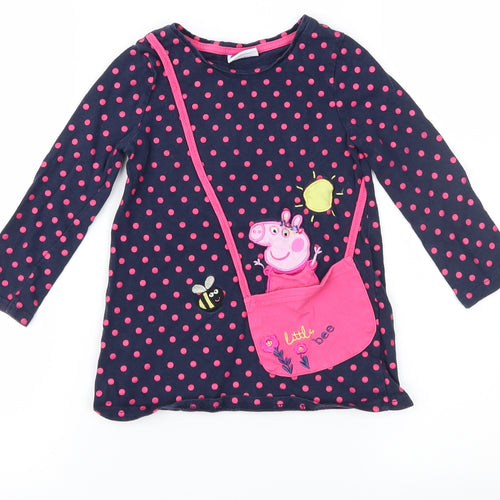 Peppa Pig Girls Blue Polka Dot Jersey T-Shirt Dress  Size 2-3 Years  - Peppa Pig