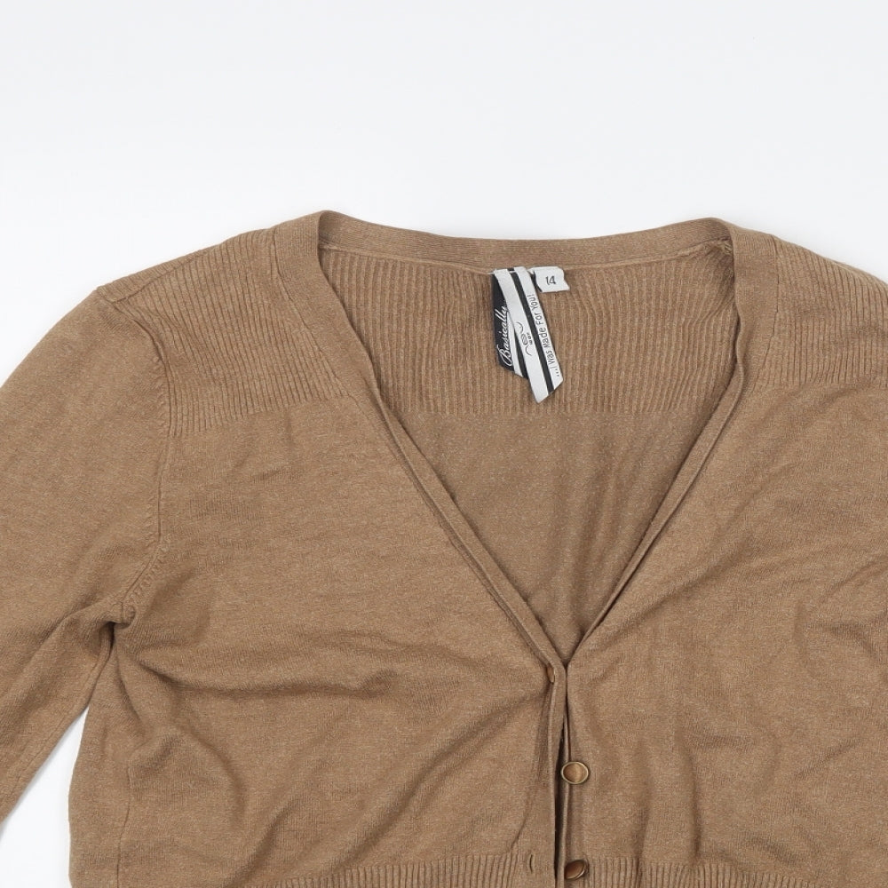 New Look Womens Beige  Knit Cardigan Jumper Size 14