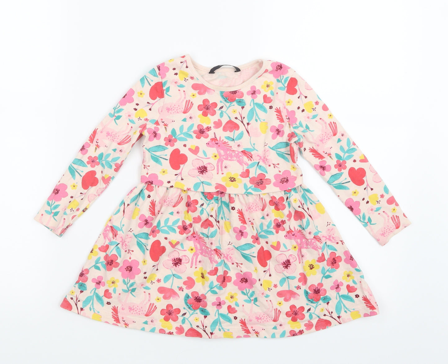 George Girls Pink Floral  T-Shirt Dress  Size 2-3 Years